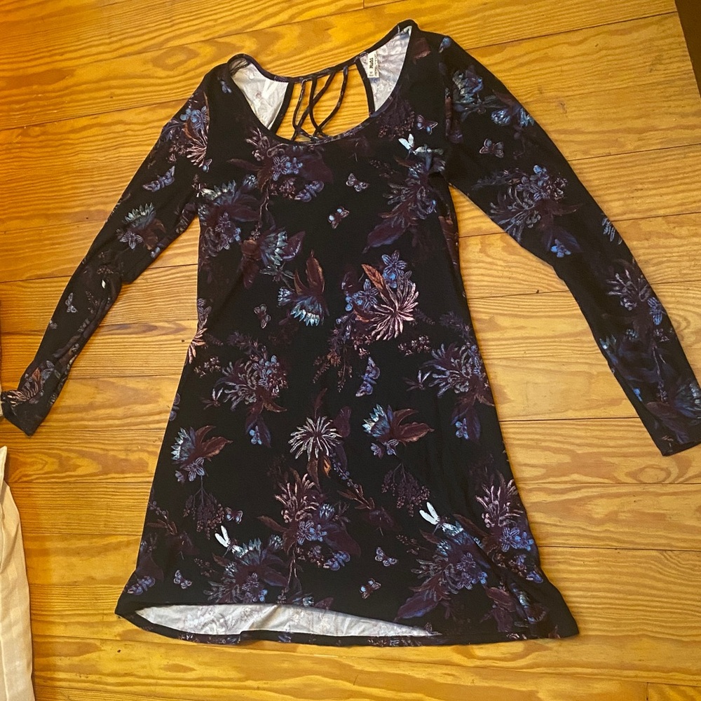 Mudd Black and Purple Floral Dress